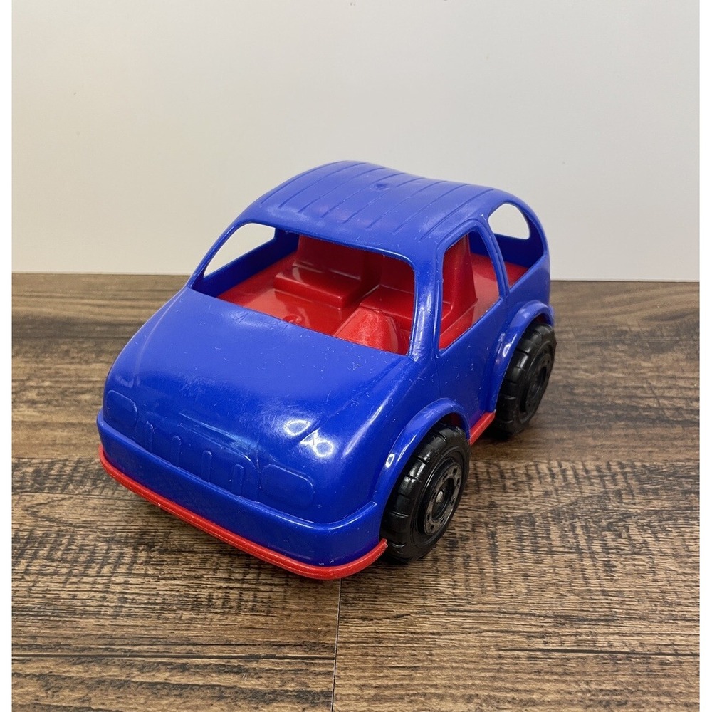Vintage Tim-Mee Toys 6" Plastic Red & Blue Car Automobile Tim Mee Timee